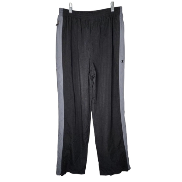 Champion Other - Champion Lined Track Pants Black Gray Zip Hems Drawstring Waist Men's Large